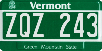 VT license plate ZQZ243