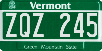 VT license plate ZQZ245