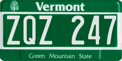 VT license plate ZQZ247