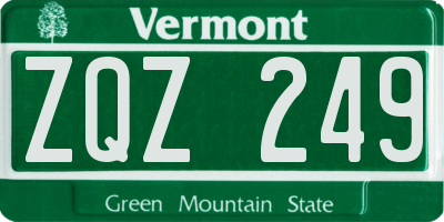 VT license plate ZQZ249