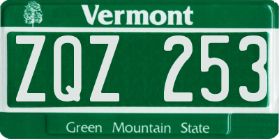 VT license plate ZQZ253