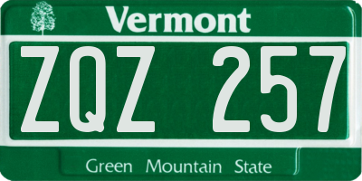 VT license plate ZQZ257