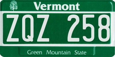 VT license plate ZQZ258