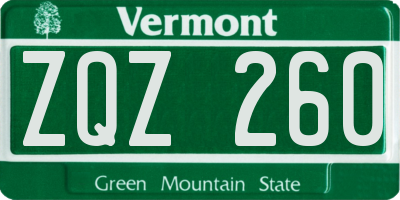 VT license plate ZQZ260