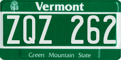 VT license plate ZQZ262