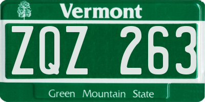 VT license plate ZQZ263