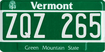 VT license plate ZQZ265