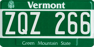 VT license plate ZQZ266