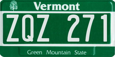 VT license plate ZQZ271