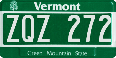 VT license plate ZQZ272