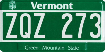 VT license plate ZQZ273