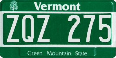 VT license plate ZQZ275