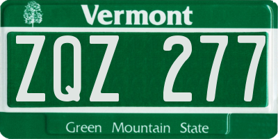 VT license plate ZQZ277