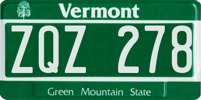 VT license plate ZQZ278