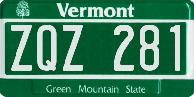 VT license plate ZQZ281
