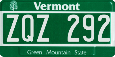 VT license plate ZQZ292