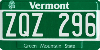 VT license plate ZQZ296