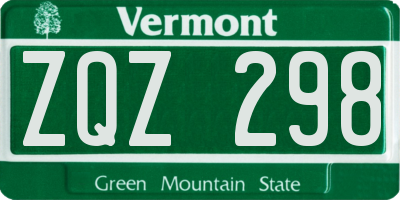VT license plate ZQZ298