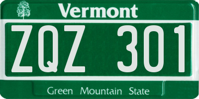 VT license plate ZQZ301