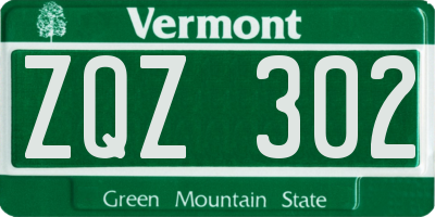 VT license plate ZQZ302