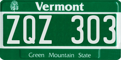 VT license plate ZQZ303