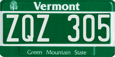 VT license plate ZQZ305