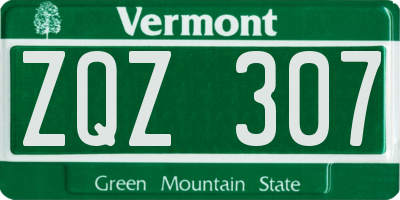 VT license plate ZQZ307