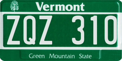 VT license plate ZQZ310