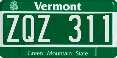 VT license plate ZQZ311