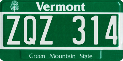 VT license plate ZQZ314