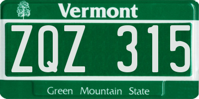 VT license plate ZQZ315