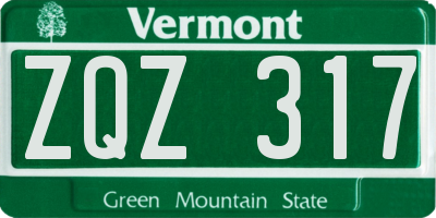 VT license plate ZQZ317