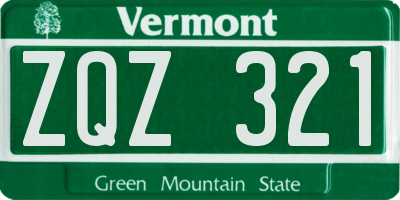 VT license plate ZQZ321
