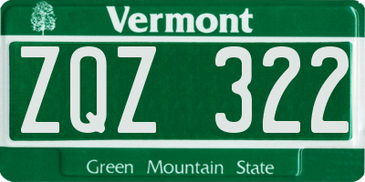 VT license plate ZQZ322