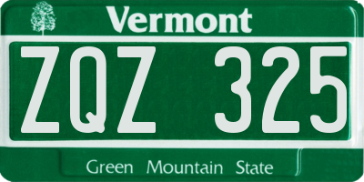 VT license plate ZQZ325