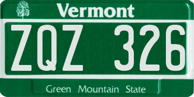 VT license plate ZQZ326