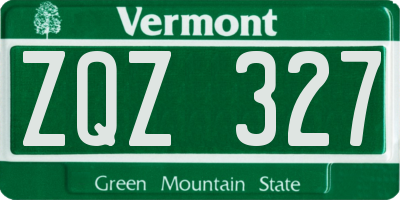 VT license plate ZQZ327