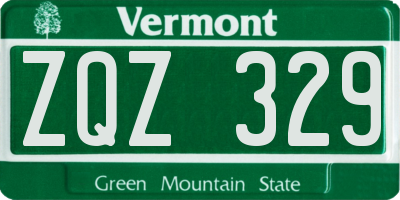 VT license plate ZQZ329