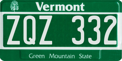 VT license plate ZQZ332