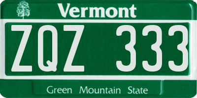 VT license plate ZQZ333