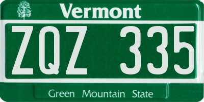 VT license plate ZQZ335