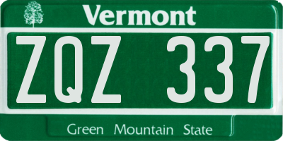 VT license plate ZQZ337
