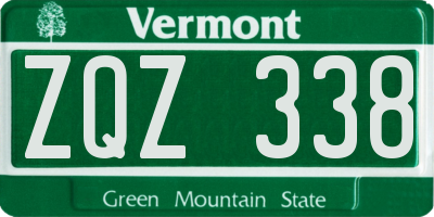 VT license plate ZQZ338