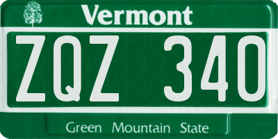 VT license plate ZQZ340