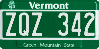 VT license plate ZQZ342