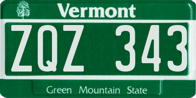 VT license plate ZQZ343