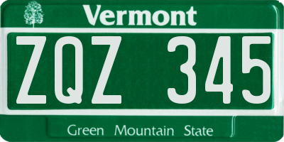 VT license plate ZQZ345