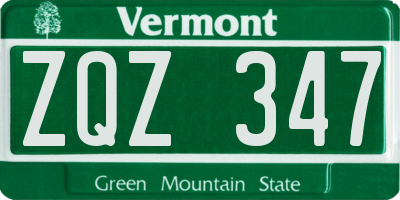 VT license plate ZQZ347