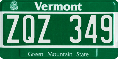 VT license plate ZQZ349