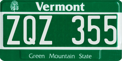 VT license plate ZQZ355